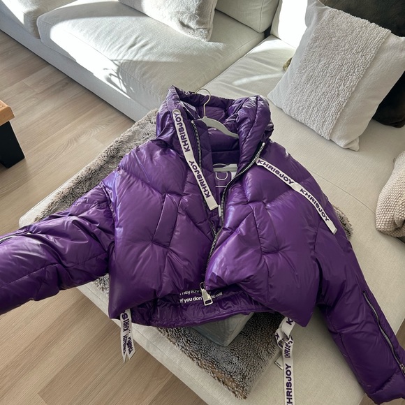 Purple cropped KhrisJoy puffer jacket - Picture 3 of 6